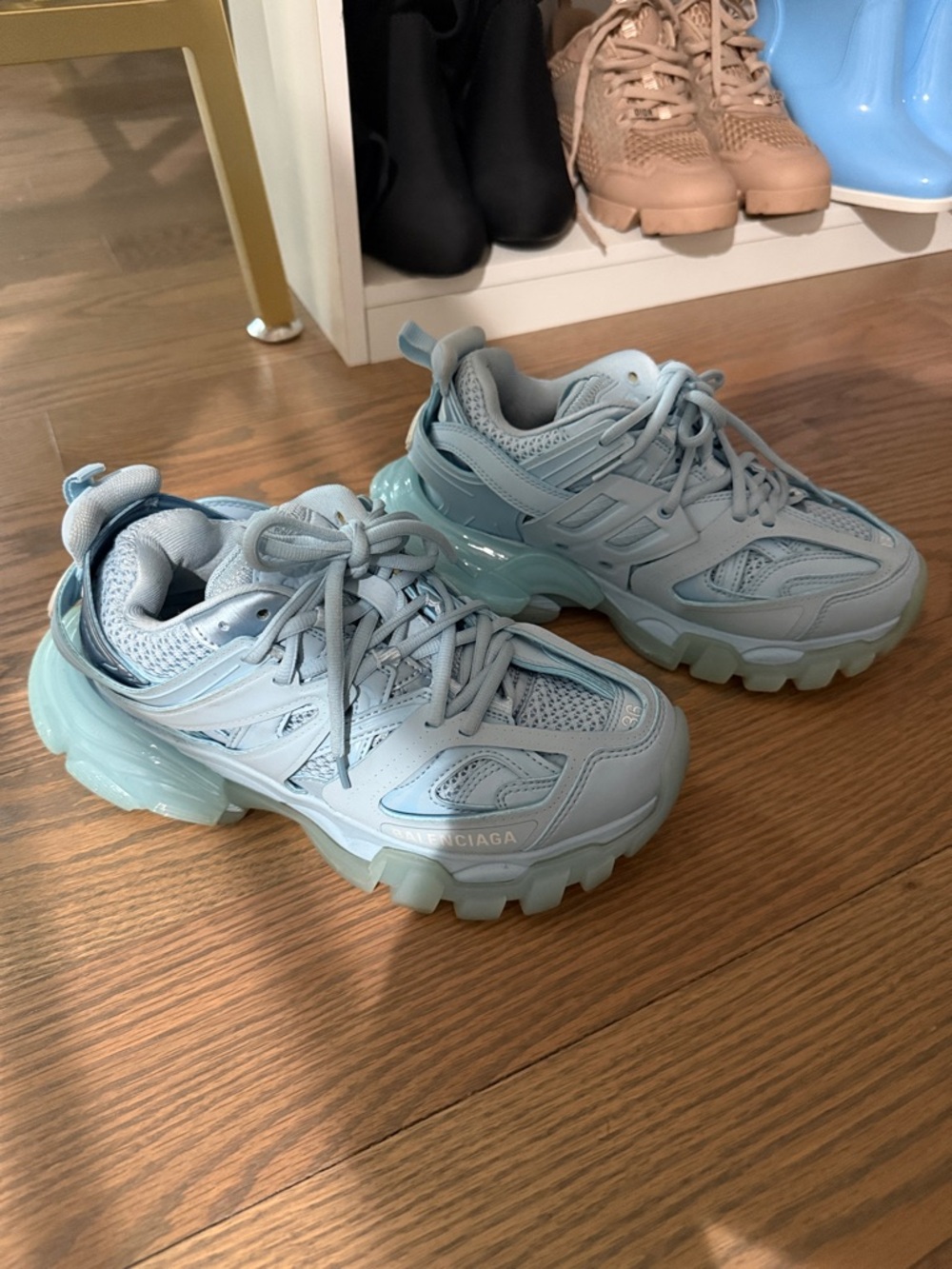 Balenciaga Chunky Trainer Sneakers — Light Blue